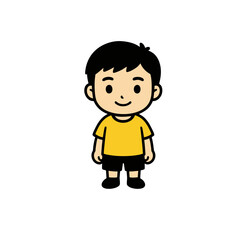 Fototapeta premium Boy Cartoon Character Standing Isolated on White