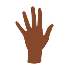 Simple Brown Hand Illustration with Five Fingers on a White Background