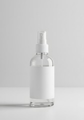 Transparent Spray Bottle Mockup on White Background