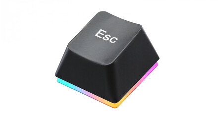 Black escape key with rgb lighting showing emergency exit concept
