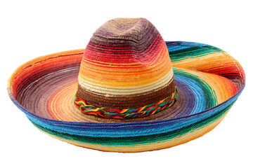 A traditional sombrero hat and a colorful woven blanket isolated on a transparent background, showcasing vibrant Mexican cultural elements
