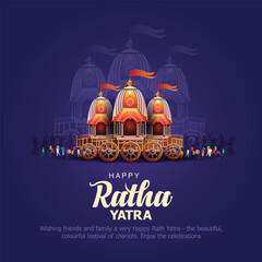 Fototapeta na wymiar Indian festival Ratha Yatra of Lord god Jagannath, Balabhadra and Subhadra on Chariot with people. new abstract vector illustration design