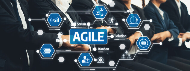 Agile Innovation and Team Collaboration in Modern Business Practices with Visual Elements...