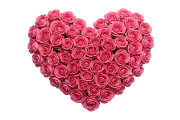 pink rose bouquet with heart shaped isolated on transparent background Generative Ai.
