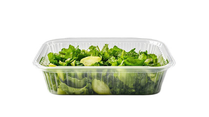 Fresh Green Salad in Transparent Plastic Container
