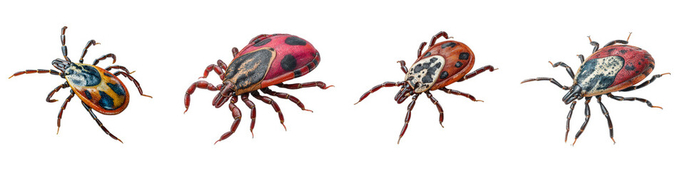 Colorful and Detailed artworks of Various Beetles on White Background