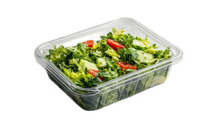 Fresh Mixed Salad in Clear Plastic Container Ready to Eat