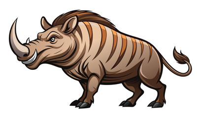 Fototapeta premium Powerful cartoon babirusa wild boar illustration