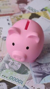 Paper money, South Korean banknotes as a financial business background. Cash, investment, banking