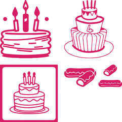 Cute seamless pattern of cartoon cupcakes and cakes with sweet decorations in a vector illustration