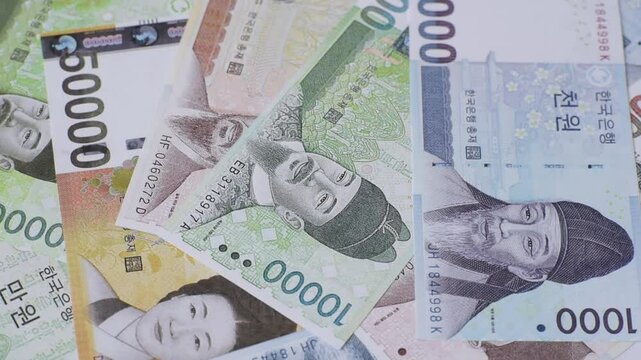 Paper money, South Korean banknotes as a financial business background. Cash, investment, banking