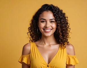 Woman smiling in yellow dress