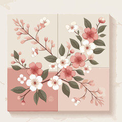 ceramic floor motif with cherry blossom picture
