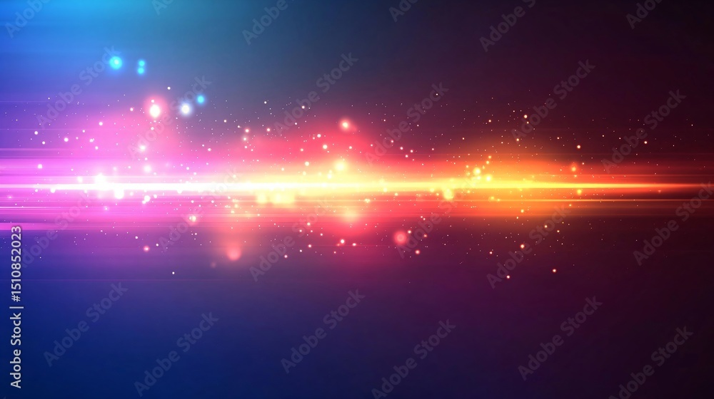 Poster abstract bright light streak with illuminated particles. modern digital design for technology, event