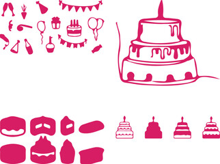 Cute seamless pattern of cartoon cupcakes and cakes with sweet decorations in a vector illustration