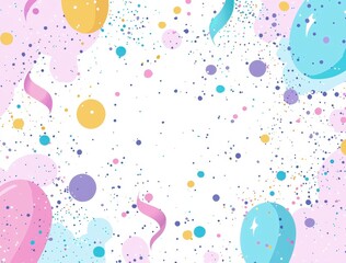 Festive Confetti Explosion with Balloons and Ribbons for Birthday Parties, Event Marketing, and Fun Promotions