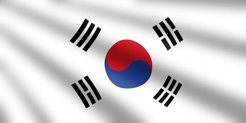 South Korea Flag Waving Background Design Korean National Day Patriotic Theme