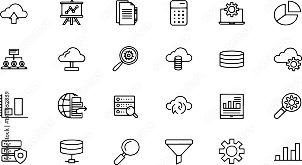 Poster data analytics icon set containing database stat (1).eps