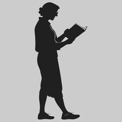 a teacher holding a book silhouette vector design art and illustration