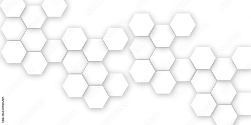 Poster abstract modern science or technology concept banner hexagonal 3d shapes background. technology back