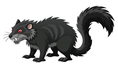 Obraz premium Cartoon black fanged animal with bushy tail