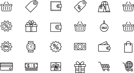 discount icon set  shopping related line icons  sa (1).eps