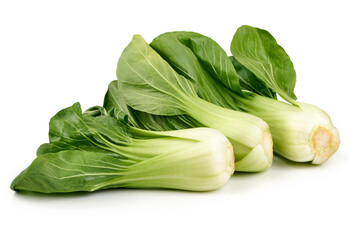 Fresh Bok Choy Bunches Isolated on White Background.