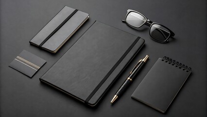 Elegant black stationery branding mockup set