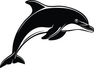 Dolphin Silhouette Vector | Elegant Black Art for Aquatic Illustration Vector Format