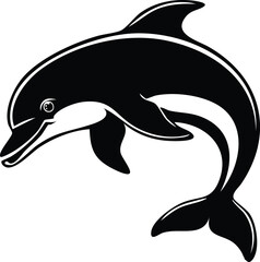 Dolphin Silhouette Vector | Elegant Black Art for Aquatic Illustration Vector Format