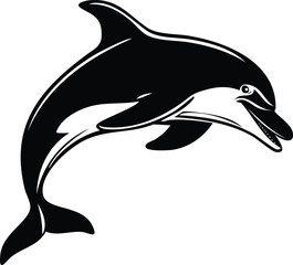 Dolphin Silhouette Vector | Elegant Black Art for Aquatic Illustration Vector Format