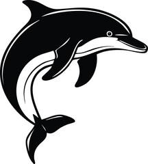 Naklejka premium Dolphin Silhouette Vector | Elegant Black Art for Aquatic Illustration Vector Format