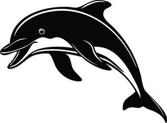 Dolphin Silhouette Vector | Elegant Black Art for Aquatic Illustration Vector Format