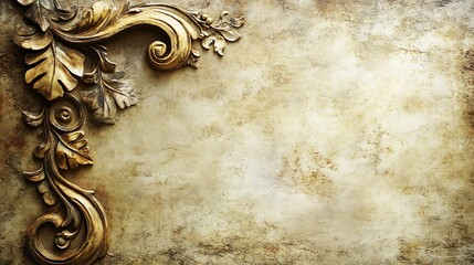 Ornate gold design on aged stone background