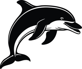 Dolphin Silhouette Vector | Elegant Black Art for Aquatic Illustration Vector Format