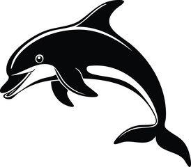 Dolphin Silhouette Vector | Elegant Black Art for Aquatic Illustration Vector Format
