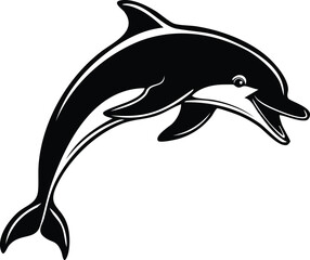 Dolphin Silhouette Vector | Elegant Black Art for Aquatic Illustration Vector Format