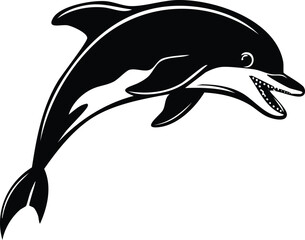 Dolphin Silhouette Vector | Elegant Black Art for Aquatic Illustration Vector Format