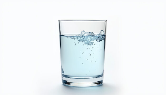 Fizzy Water in Tall Glass with Rising Bubbles