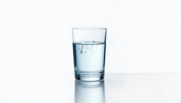 Small Water Glass Isolated on White Surface