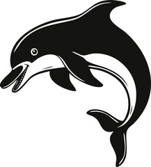 Dolphin Silhouette Vector | Elegant Black Art for Aquatic Illustration Vector Format