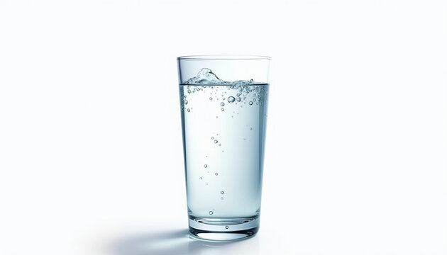 Carbonated Water Glass with Rising Bubbles