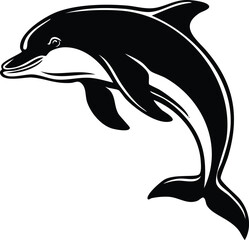 Dolphin Silhouette Vector | Elegant Black Art for Aquatic Illustration Vector Format