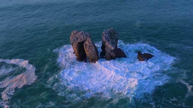 Sunset lights in the Urro del Manzano area of ​​the Dunes of Liencres Natural Park. Liencres, Pi&eacute;lagos Municipality, Costa Quebrada Geopark, Cantabrian Sea, Cantabria, Spain, Europe