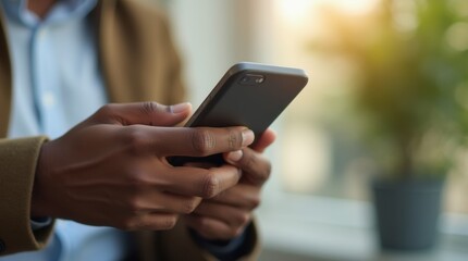 Online donation concept. Donate money on smartphone. African American Man Using Smartphone App To Donate Money Online, Supporting Charities And Investing In Financial Funds.