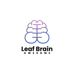Leaf brain line art Modern Logo Design