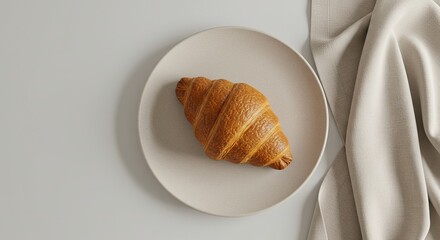 Delicious croissant on elegant table setting for breakfast concept