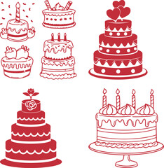 Cute seamless pattern of cartoon cupcakes and cakes with sweet decorations in a vector illustration