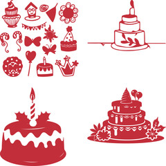 Cute seamless pattern of cartoon cupcakes and cakes with sweet decorations in a vector illustration