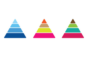 Pyramid infographic template icon. levels with colors for business concept. Levels of triangular pyramid. vector illustration on white background. Eps file 88.
